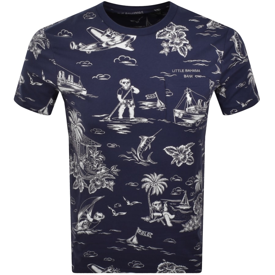 Image number 1 for Ralph Lauren Bear Print T Shirt Navy
