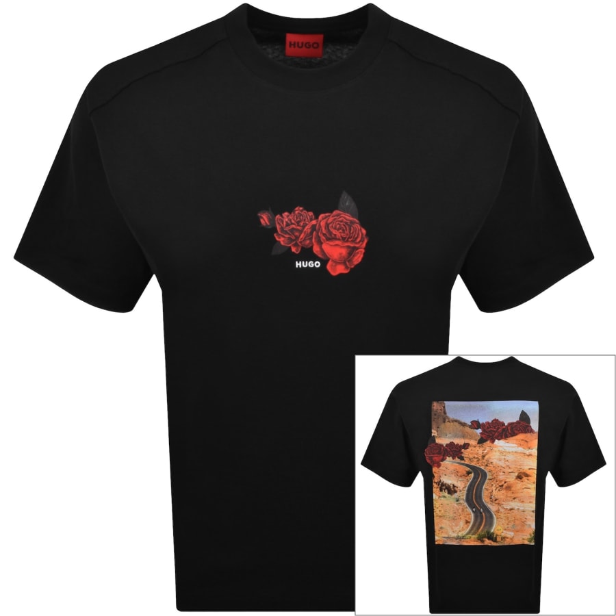Image number 1 for HUGO Domans Crew Neck T Shirt Black