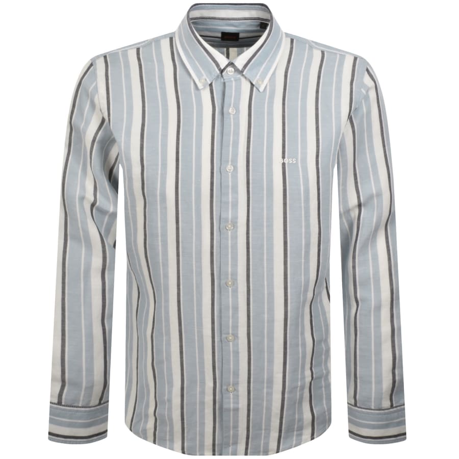 Image number 1 for BOSS Ricoplus M Linen Shirt Blue