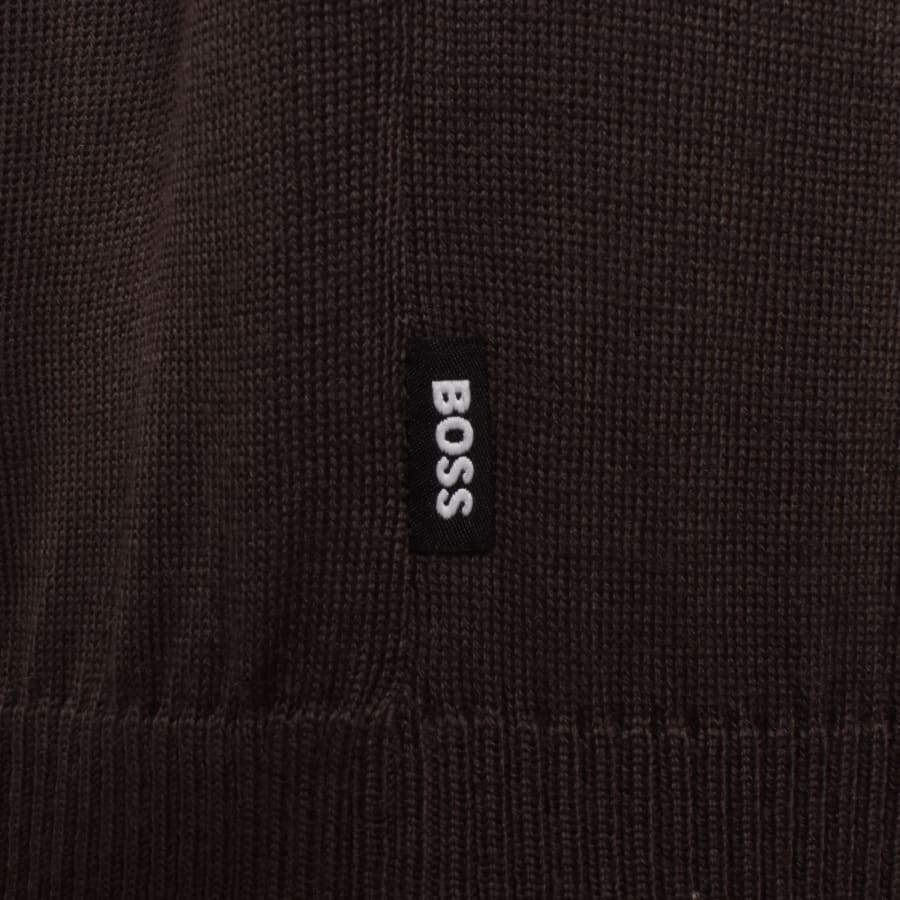 Image number 3 for BOSS Extrafine Merino Wool Knit Polo Brown