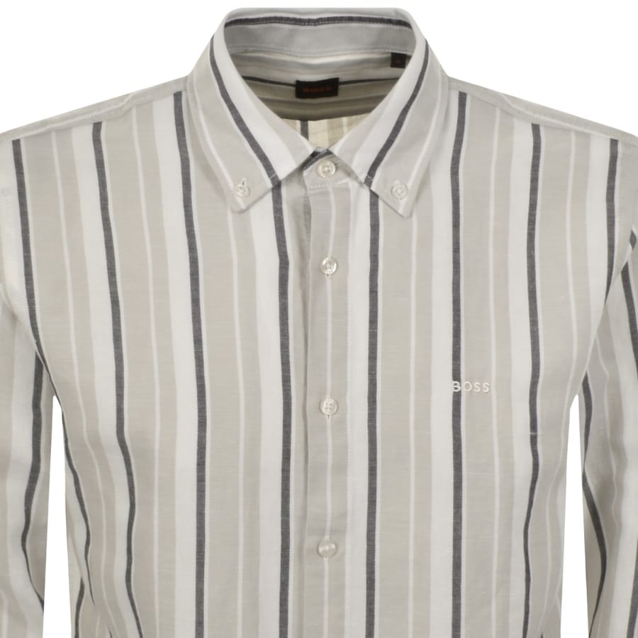 Image number 2 for BOSS Ricoplus M Linen Shirt Grey