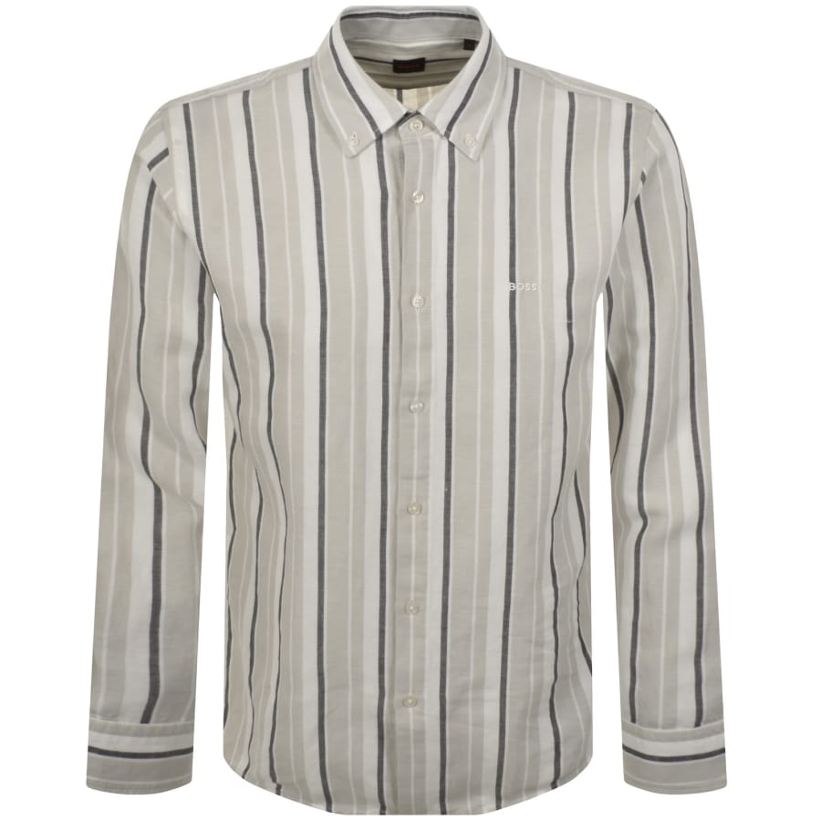 Image number 1 for BOSS Ricoplus M Linen Shirt Grey