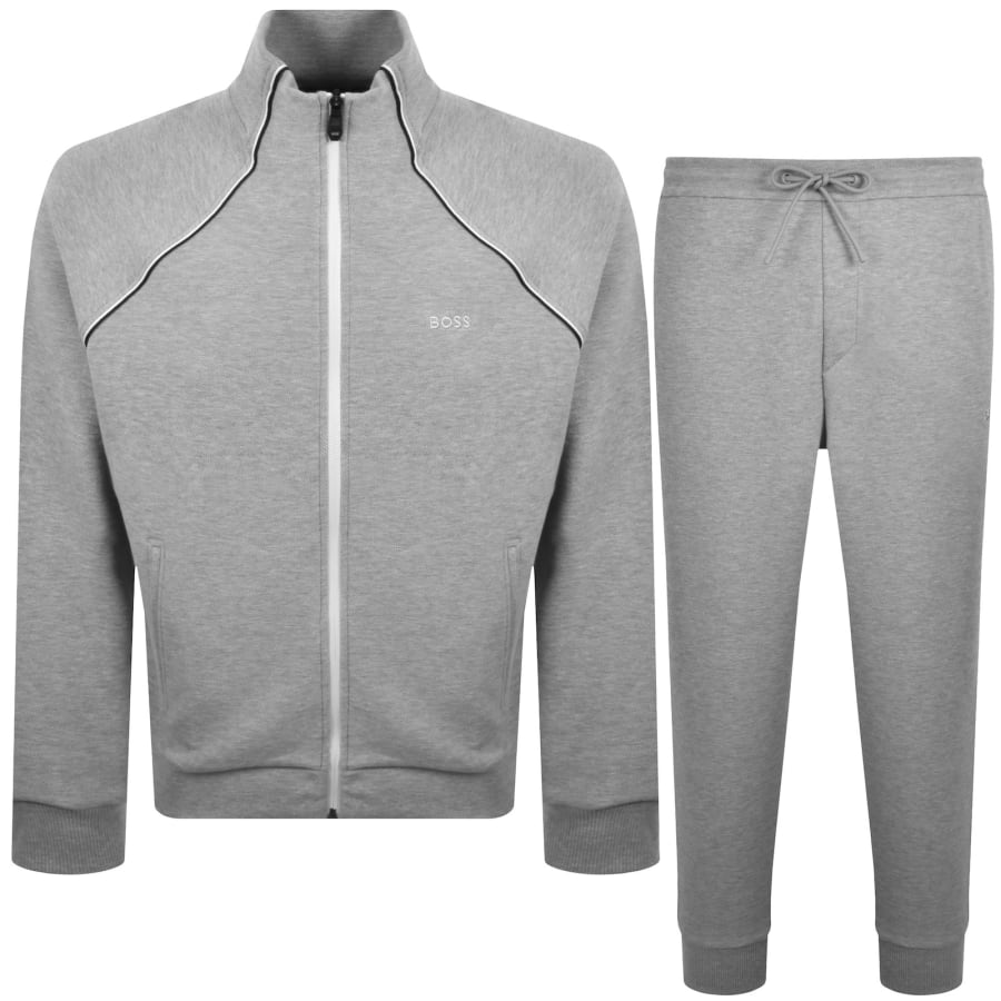 Image number 1 for BOSS Contrast Piping Tracksuit Set Grey