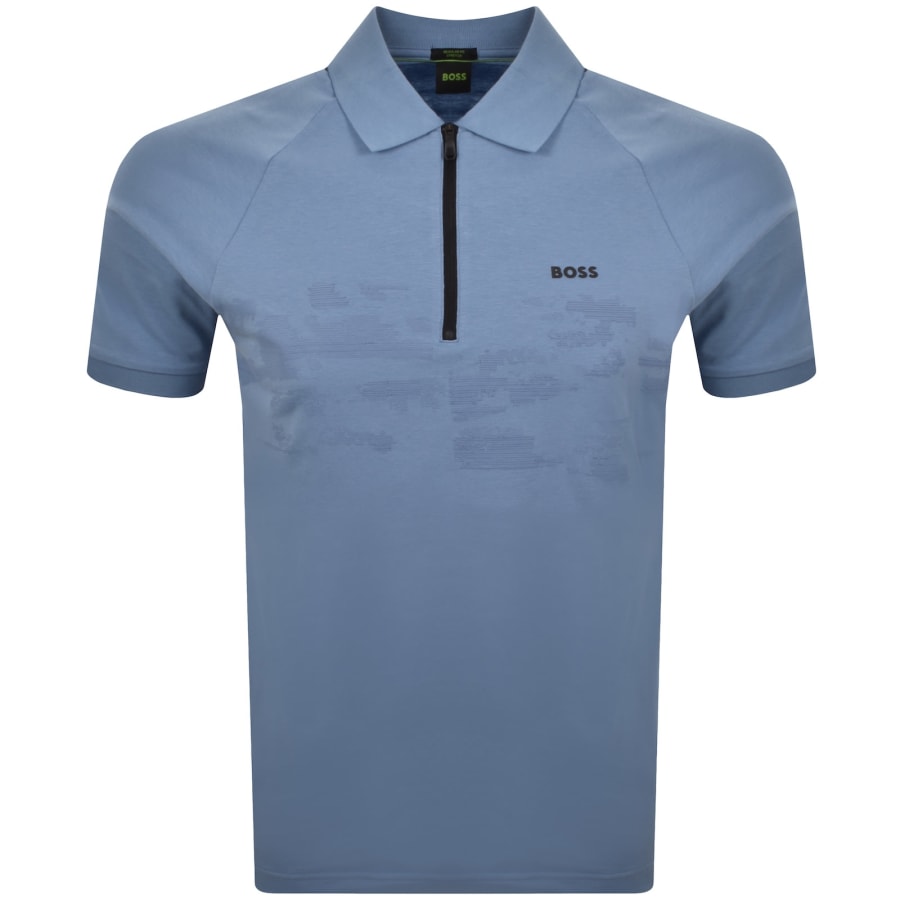 Image number 1 for BOSS Globe Pattern Polo T Shirt Blue