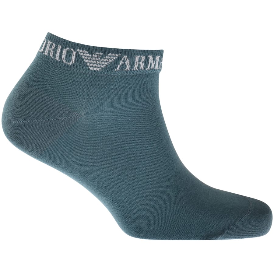 Image number 3 for Emporio Armani 3 Pack Trainer Socks Blue