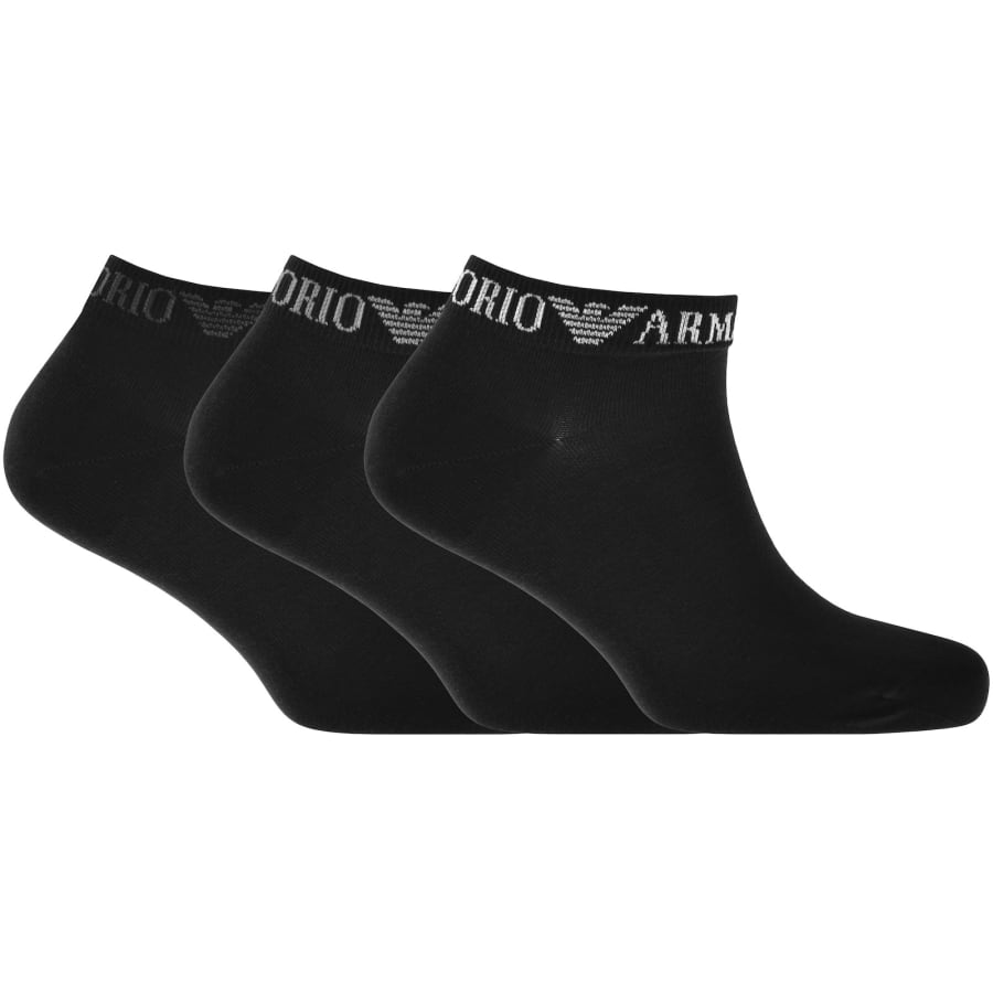 Image number 1 for Emporio Armani 3 Pack Trainer Socks Black