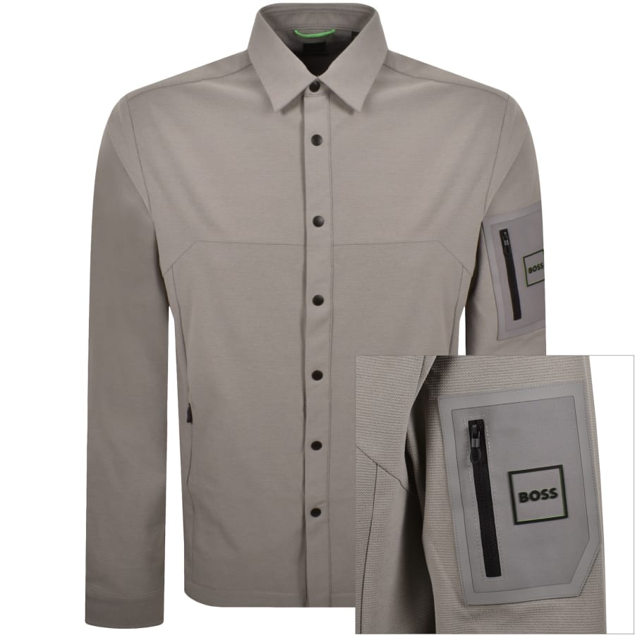 Image number 1 for BOSS Tour Waffle Overshirt Grey