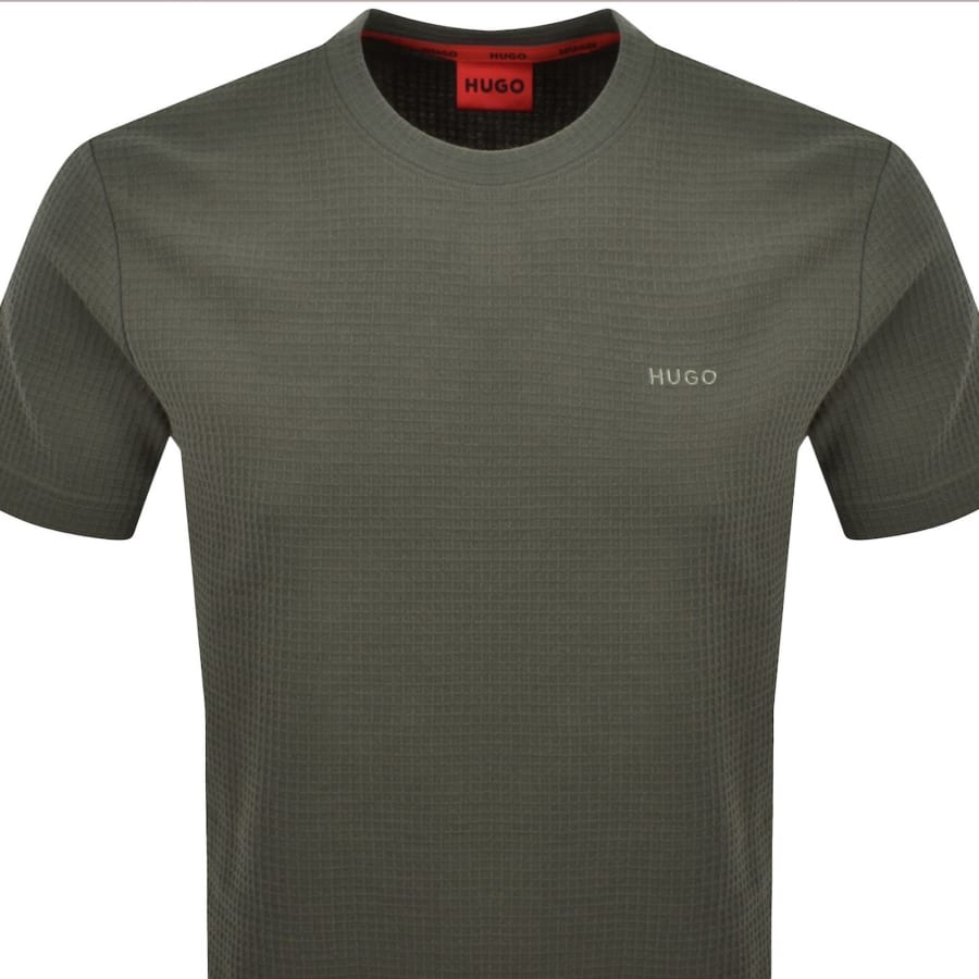 Image number 2 for HUGO Austin Waffle T Shirt Green
