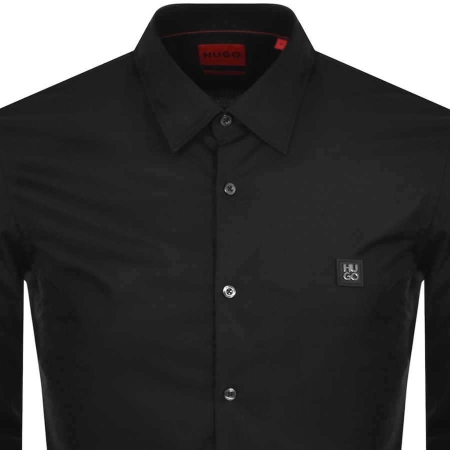 Image number 2 for HUGO Long Sleeved Ermo Shirt Black