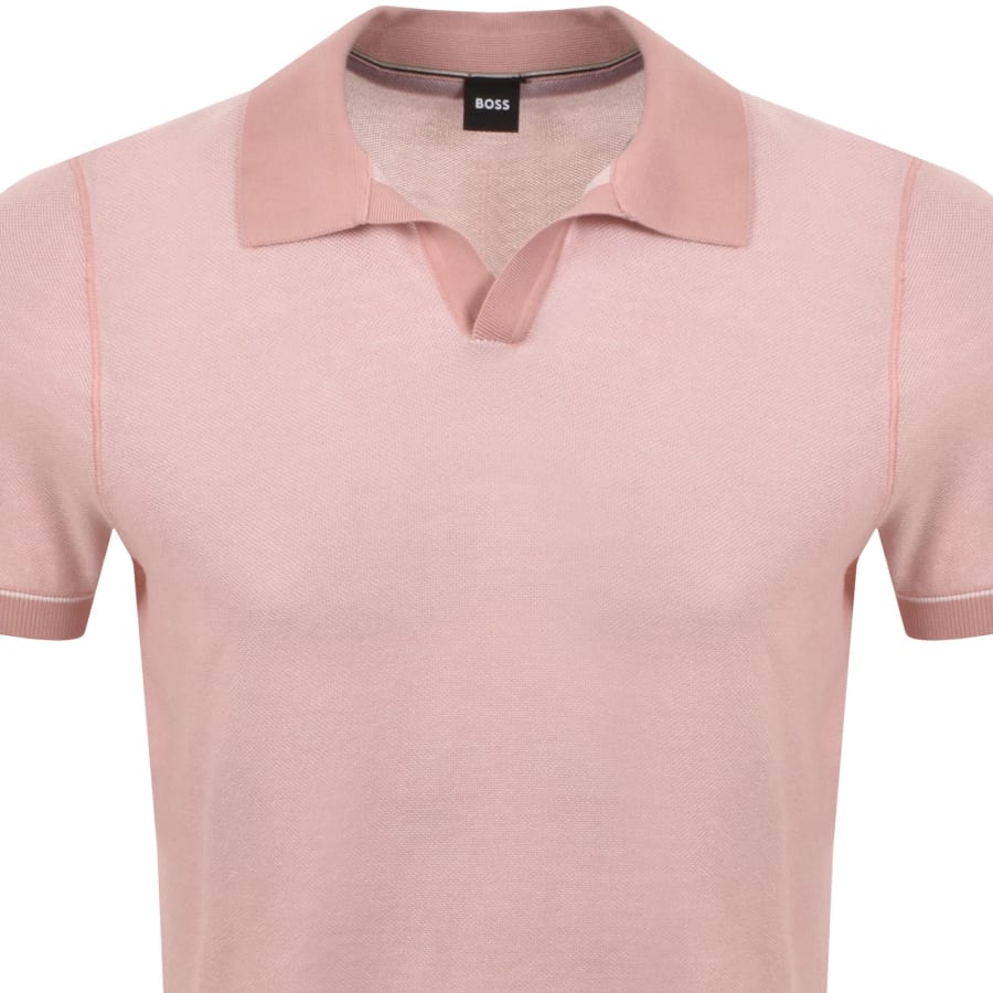 Image number 2 for BOSS Knit Polo Jumper Pink