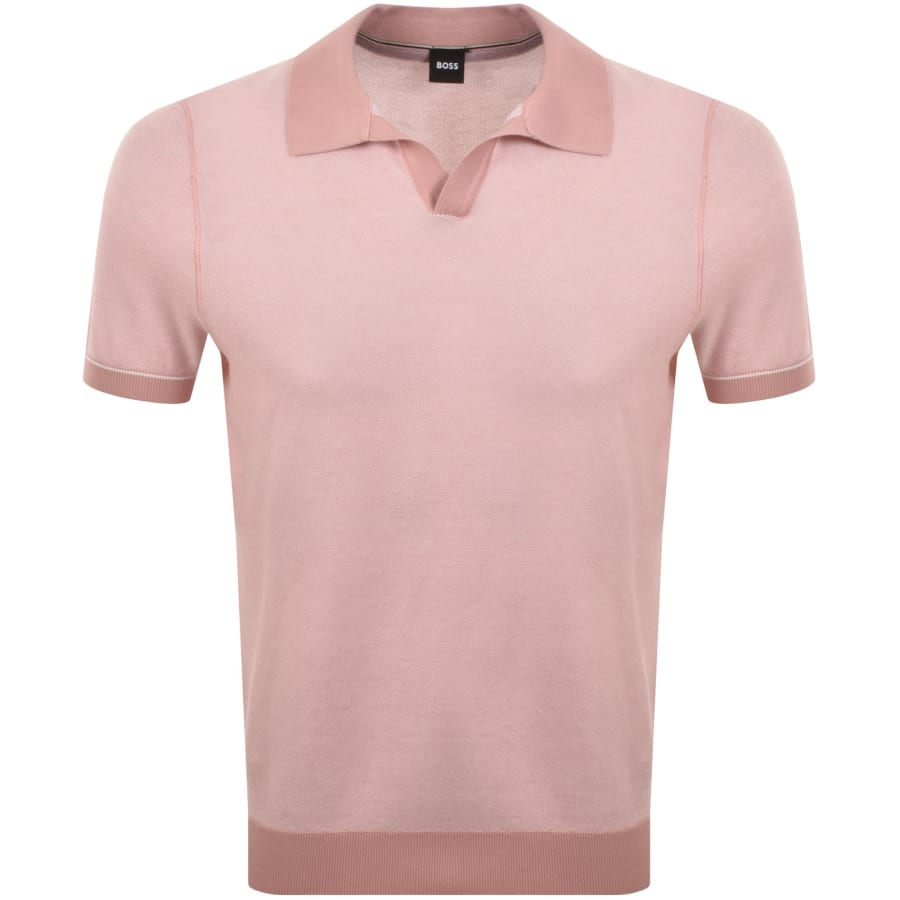 Image number 1 for BOSS Knit Polo Jumper Pink
