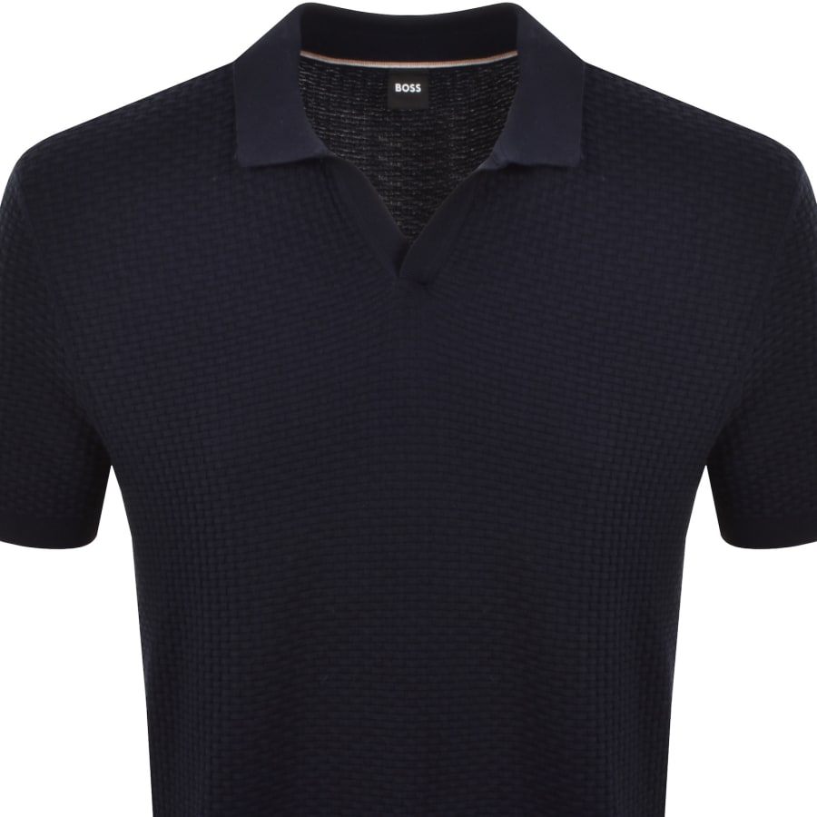 Image number 2 for BOSS Knit Polo Jumper Dark Blue