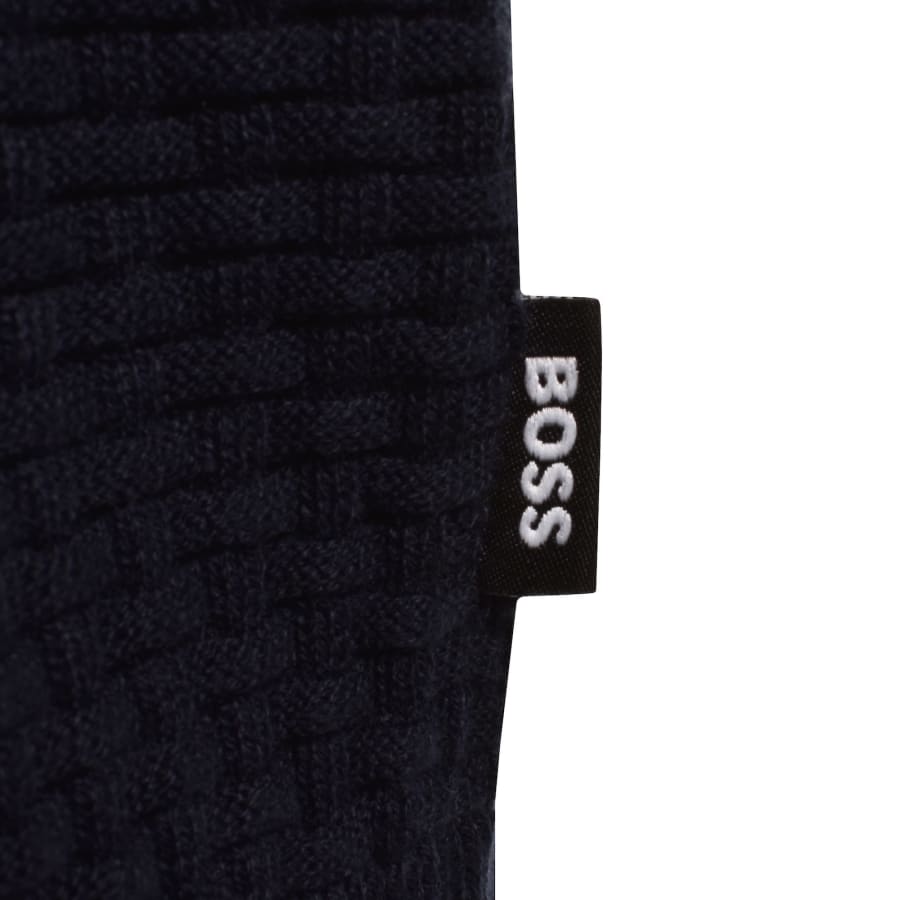 Image number 3 for BOSS Knit Polo Jumper Dark Blue