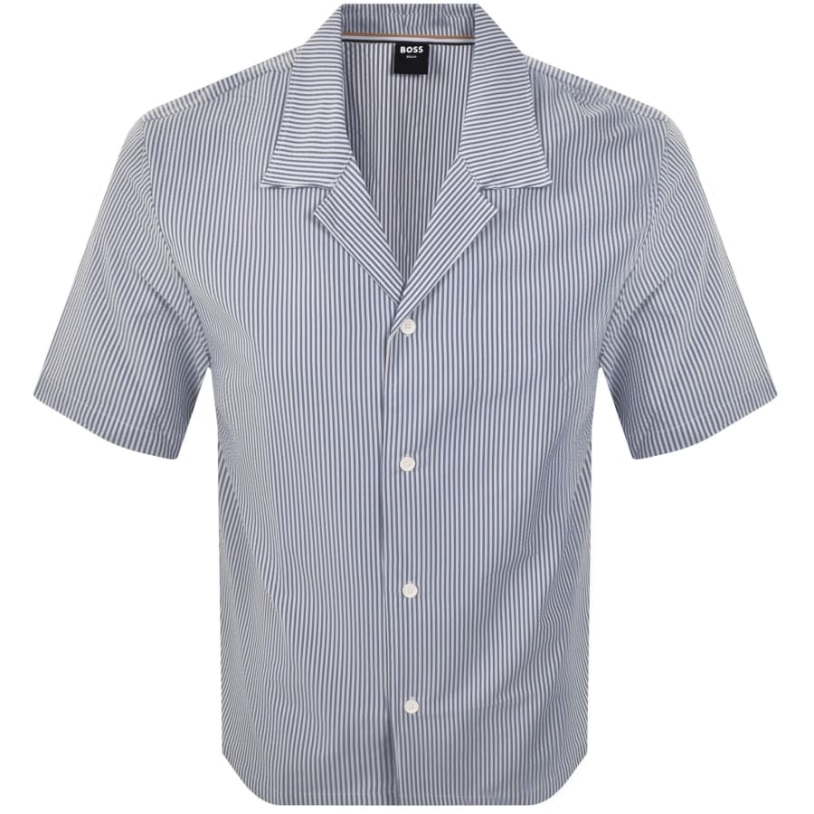 Image number 1 for BOSS Seersucker Beach Shirt Blue