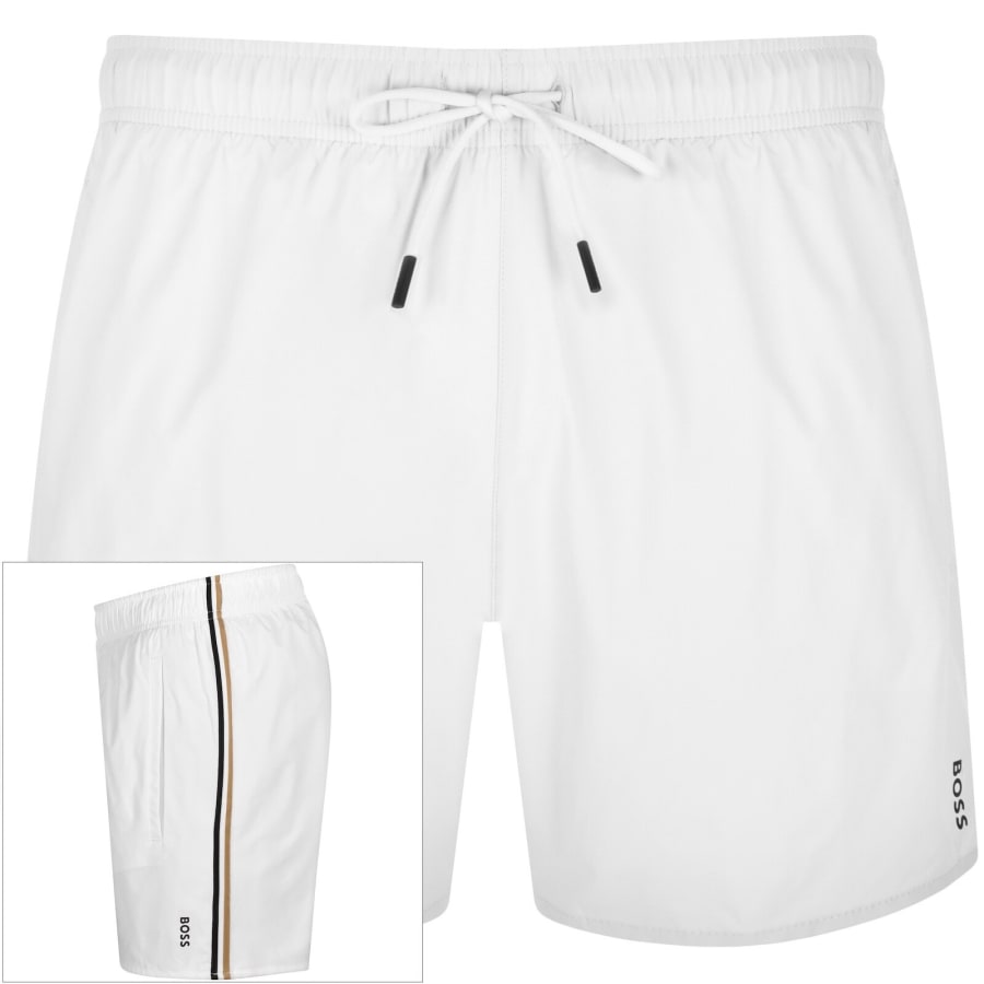 Image number 1 for BOSS Iconic Swim Shorts White