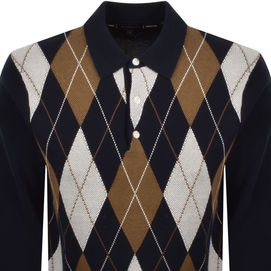 Image number 2 for Tommy Hilfiger Argyle Rugby Knit Polo Navy