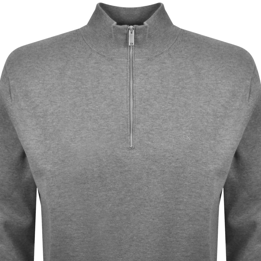 Image number 2 for Calvin Klein Quarter Zip Jumper Grey