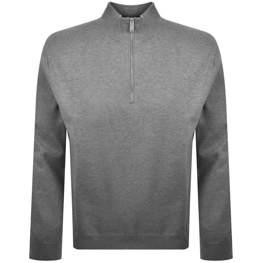 Image number 1 for Calvin Klein Quarter Zip Jumper Grey