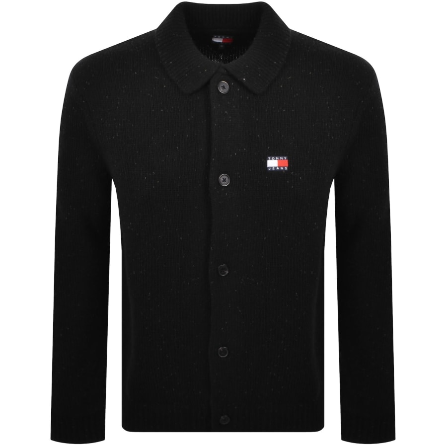 Image number 1 for Tommy Jeans Wool Blend Knit Cardigan Black
