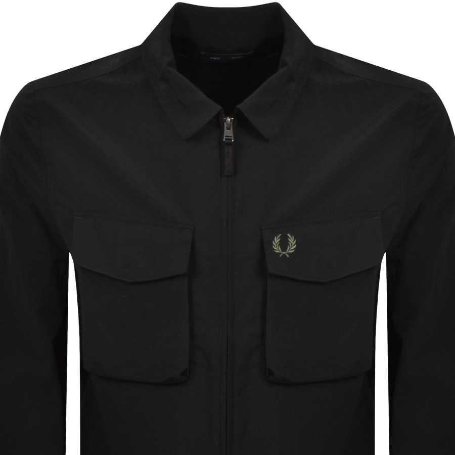Image number 2 for Fred Perry Ripstop Pocket Overshirt Black