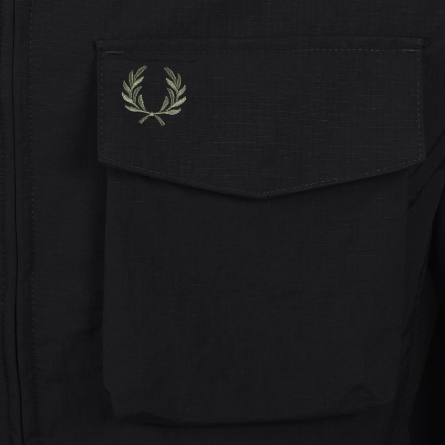 Image number 3 for Fred Perry Ripstop Pocket Overshirt Black