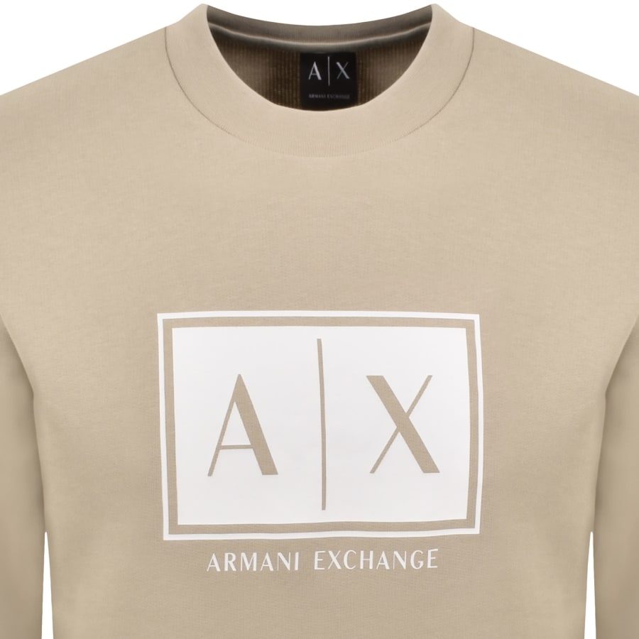 Image number 2 for Armani Exchange Logo Sweatshirt Beige