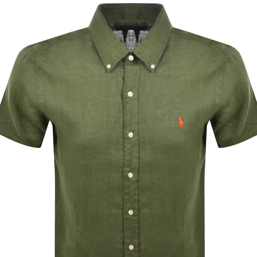 Image number 2 for Ralph Lauren Linen Short Sleeve Shirt Green