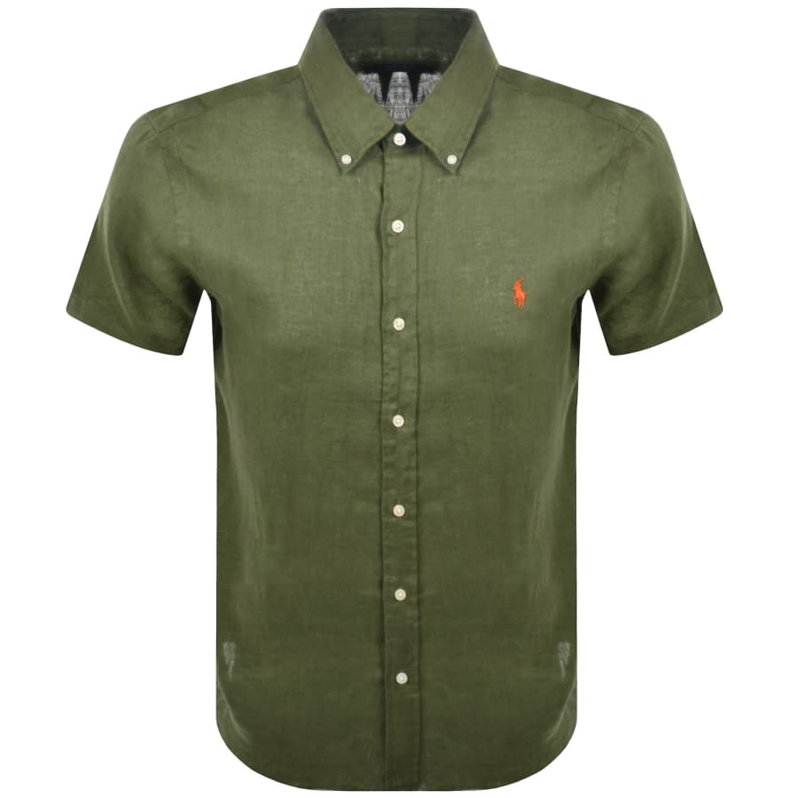 Image number 1 for Ralph Lauren Linen Short Sleeve Shirt Green
