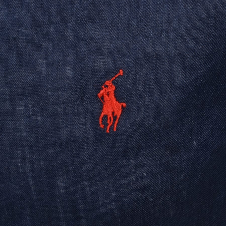 Image number 3 for Ralph Lauren Linen Short Sleeve Shirt Navy