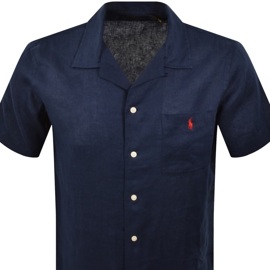 Image number 2 for Ralph Lauren Linen Short Sleeve Shirt Navy