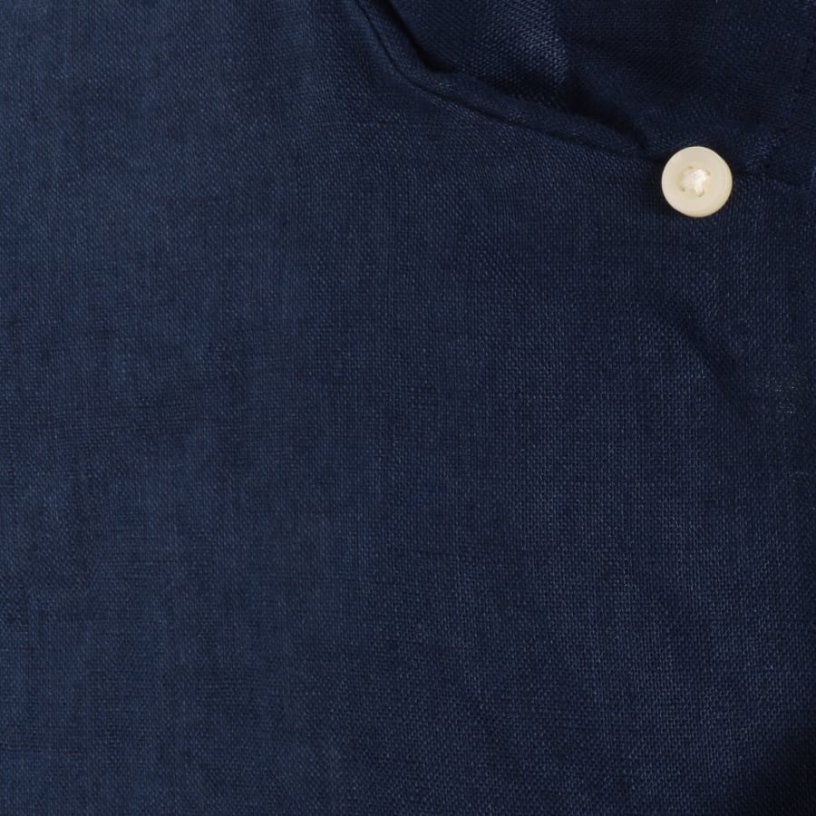 Image number 4 for Ralph Lauren Linen Short Sleeve Shirt Navy