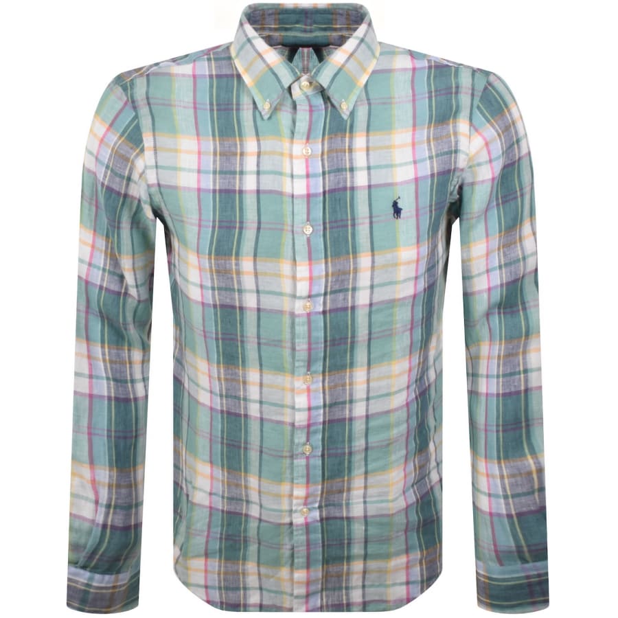 Image number 1 for Ralph Lauren Linen Long Sleeve Shirt Green