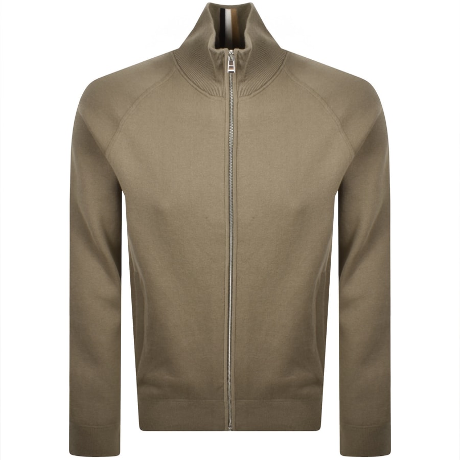 Image number 1 for BOSS Idino Full Zip Knit Jumper Brown