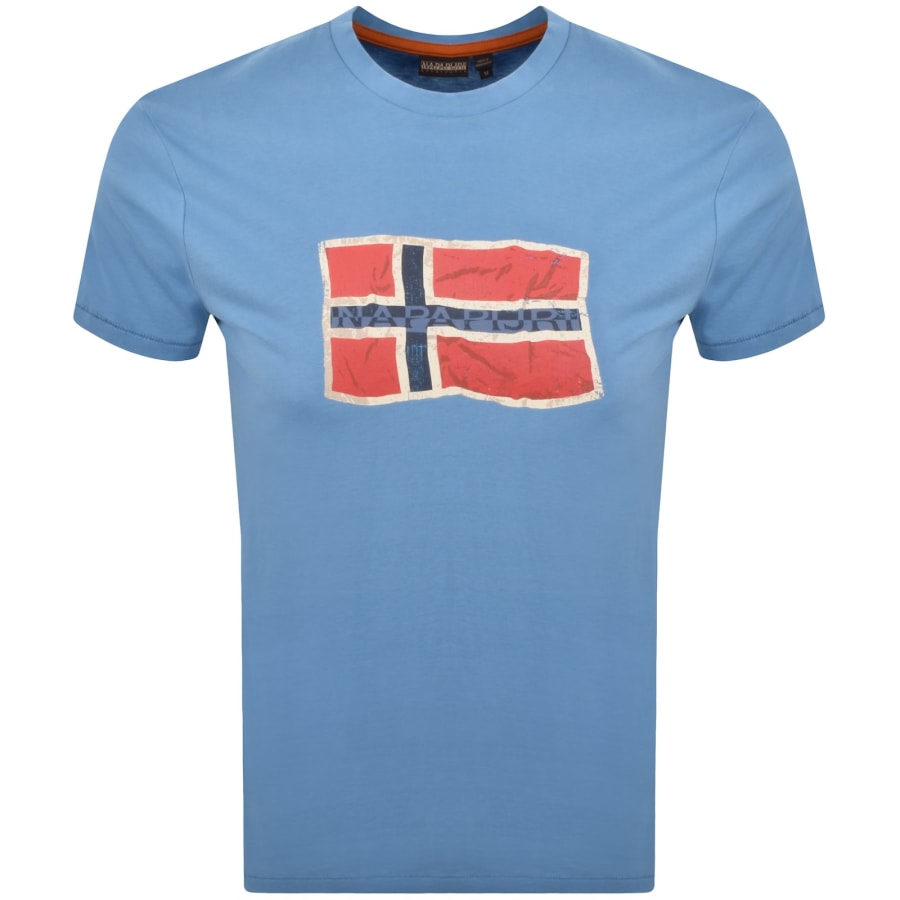 Image number 1 for Napapijri Flag Logo Short Sleeve T Shirt Blue