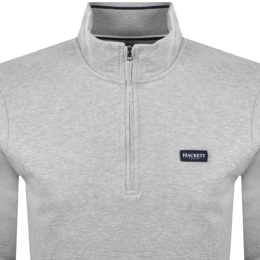 Image number 2 for Hackett Half Zip Sweatshirt Grey