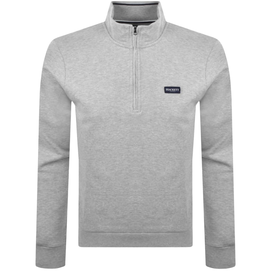 Image number 1 for Hackett Half Zip Sweatshirt Grey