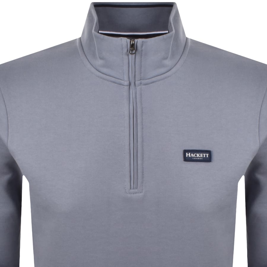 Image number 2 for Hackett Half Zip Sweatshirt Blue