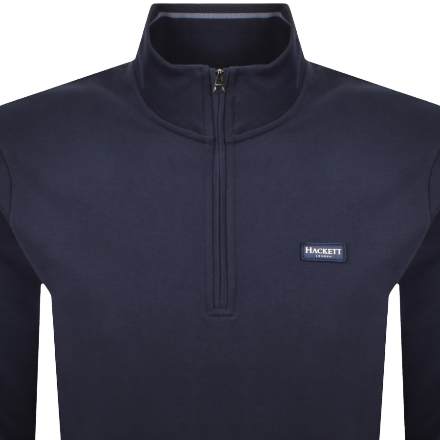 Image number 2 for Hackett Half Zip Sweatshirt Navy