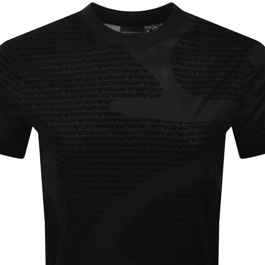 Image number 2 for Emporio Armani Flocked Logo T Shirt Black