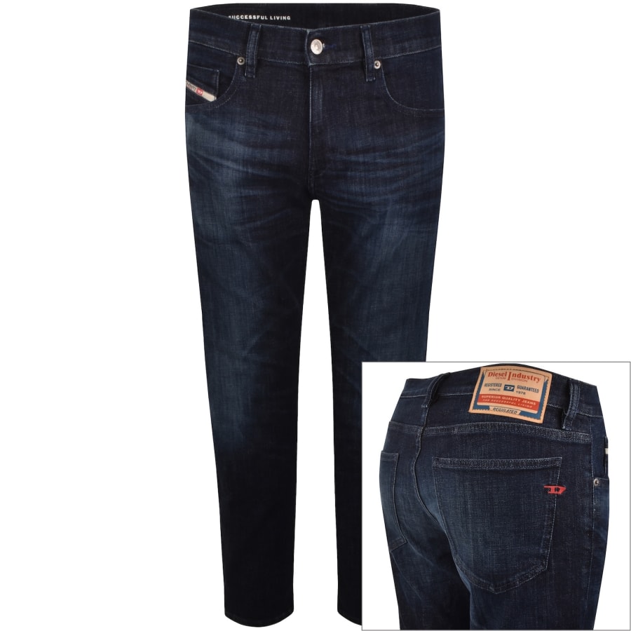Image number 1 for Diesel D Strukt Slim Fit Mid Wash Jeans Blue