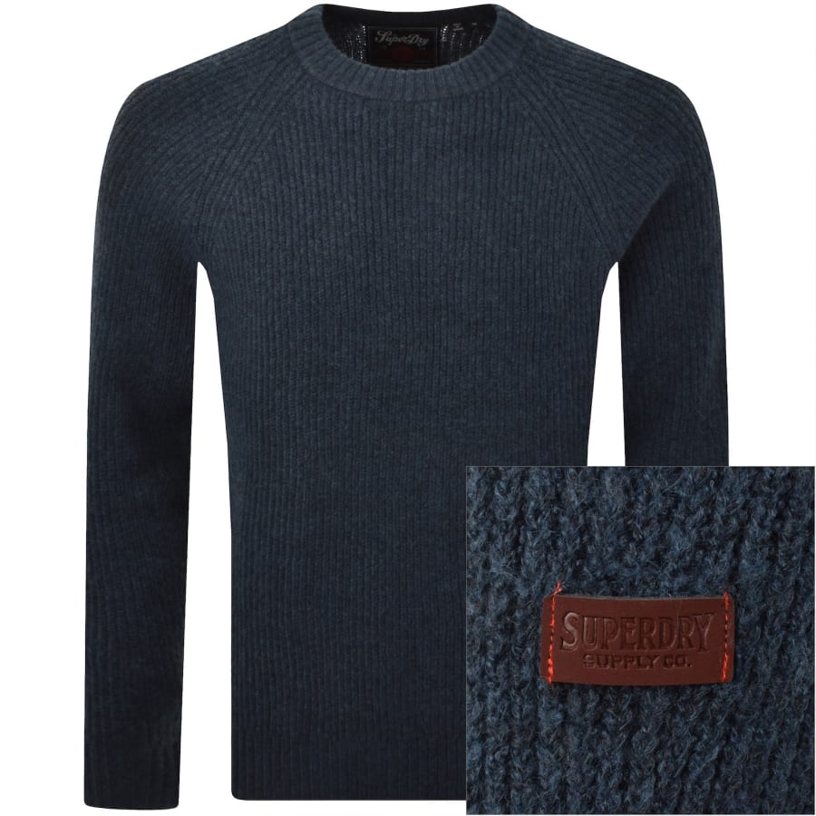 Image number 1 for Superdry Chunky Knit Jumper Ink Blue