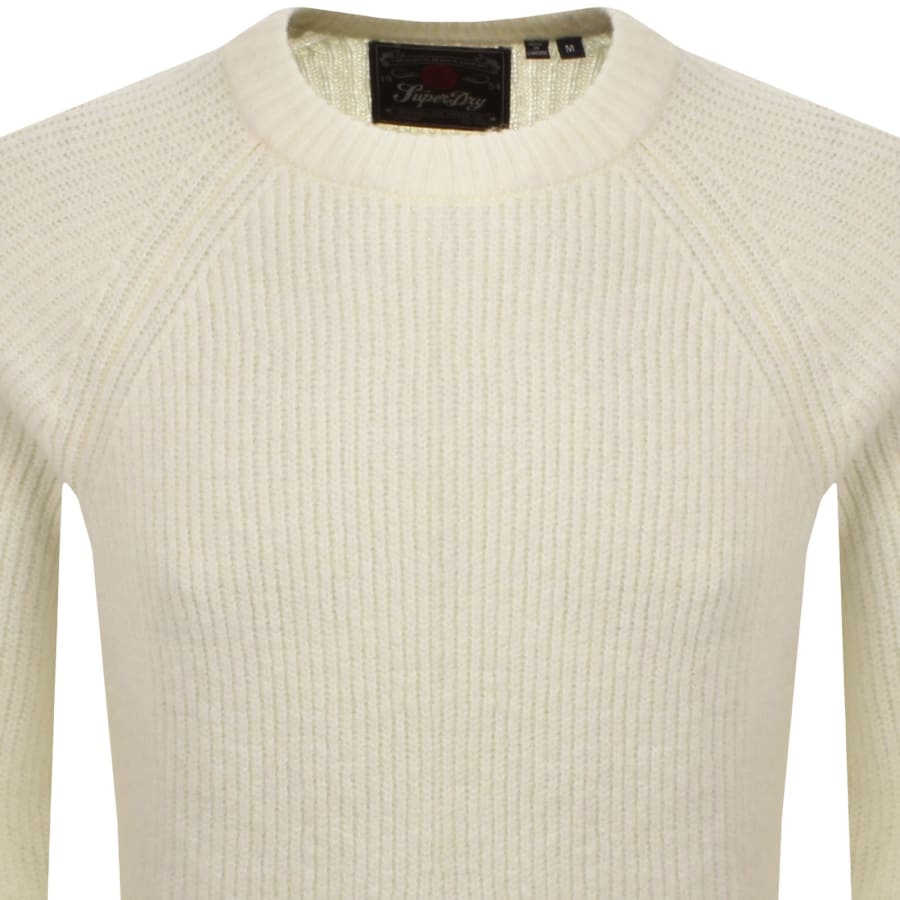 Image number 3 for Superdry Chunky Knit Jumper Winter Cream