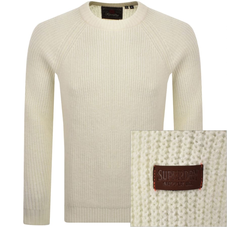 Image number 1 for Superdry Chunky Knit Jumper Winter Cream