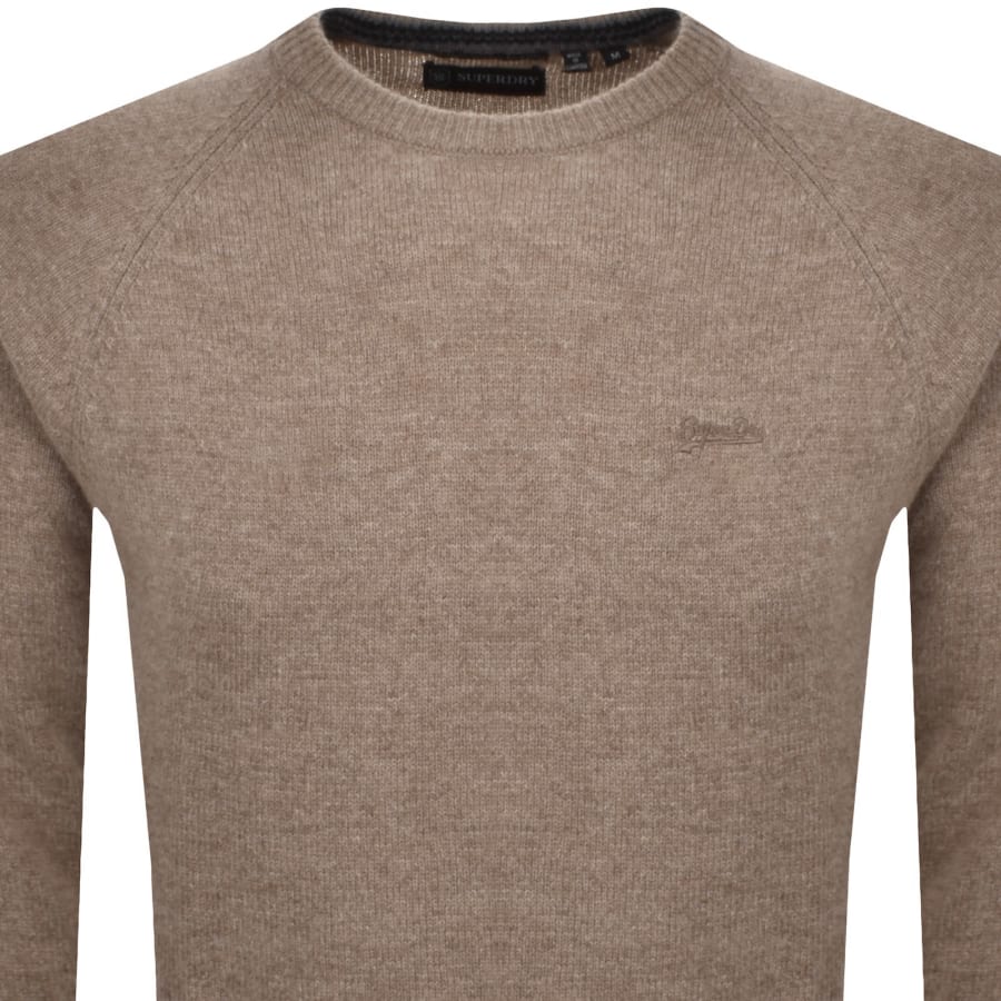 Image number 2 for Superdry Wool Blend Knit Jumper Brown