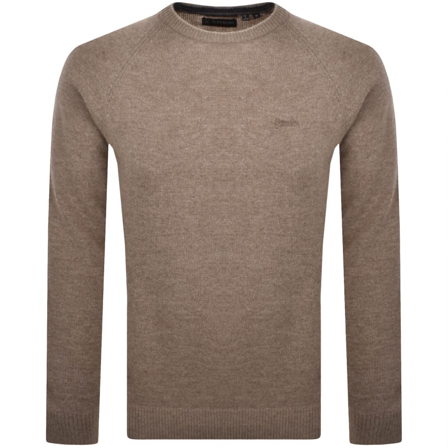 Image number 1 for Superdry Wool Blend Knit Jumper Brown