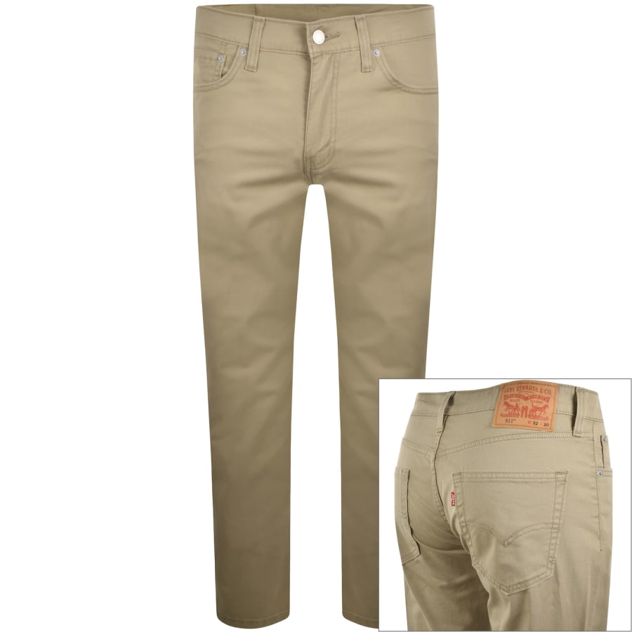 Image number 1 for Levis 511 Slim Fit Stretch Jeans Beige