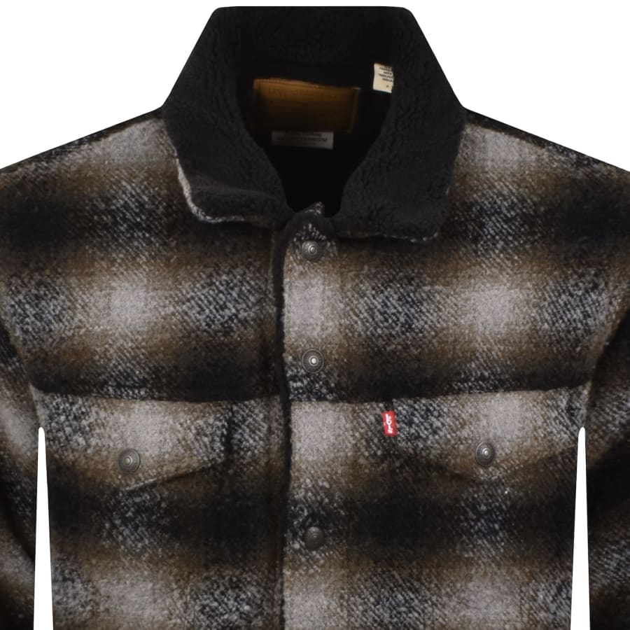 Image number 2 for Levis Plaid Trucker Jacket Brown