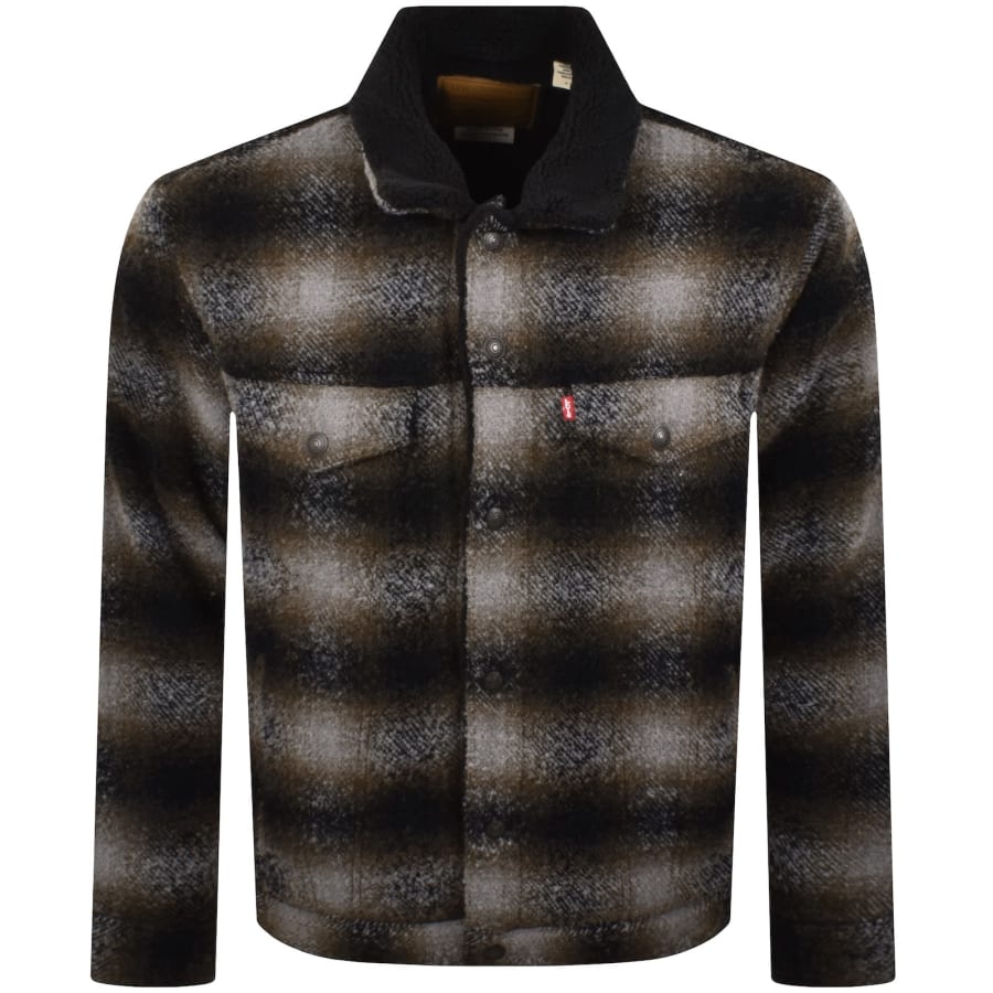 Image number 1 for Levis Plaid Trucker Jacket Brown