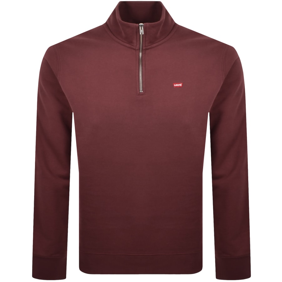 Image number 1 for Levis Original Quarter Zip Sweatshirt Red