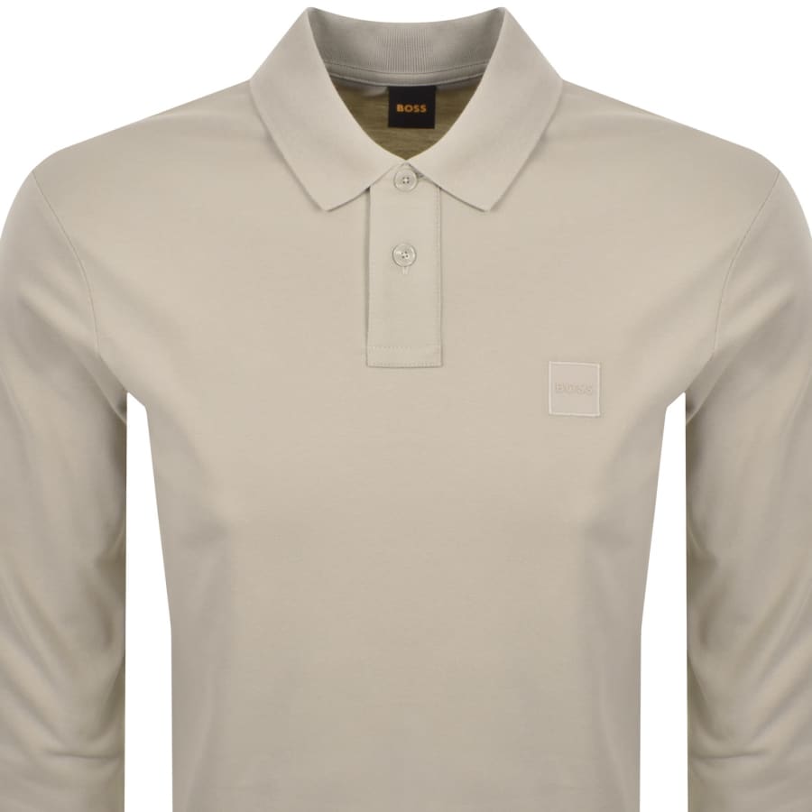 Image number 2 for BOSS Long Sleeve Passerby Polo T Shirt Grey